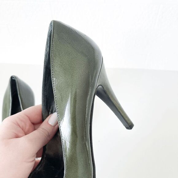 Nine West Womens Lucero Heels Round Toe Leather Stiletto Pumps Dark Green Size 8 - Picture 9 of 10